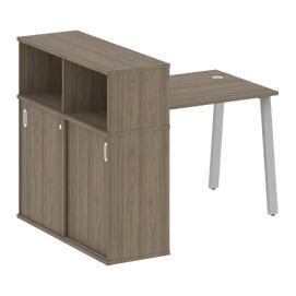 Офисная мебель Metal system Стол письменный с шкафом-купе на А-образном м/к БА.РС-СШК-3.1 Т Вяз Благородный/Серый 1410х1120х1098
