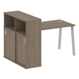 Офисная мебель Metal system Стол письменный с шкафом-купе на А-образном м/к БА.РС-СШК-3.2 Т Вяз Благородный/Серый 1610х1120х1098