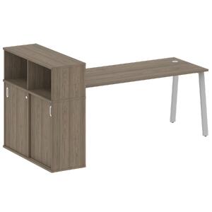 Офисная мебель Metal system Стол письменный с шкафом-купе на А-образном м/к БА.РС-СШК-3.5 Т Вяз Благородный/Серый 2210х1120х1098