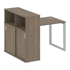 Офисная мебель Metal system Стол письменный с шкафом-купе на О-образном м/к БО.РС-СШК-3.1 Т Вяз Благородный/Серый 1410х1120х1098