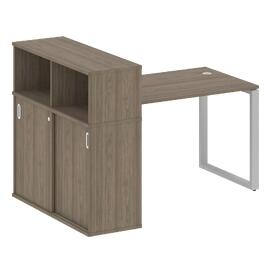 Офисная мебель Metal system Стол письменный с шкафом-купе на О-образном м/к БО.РС-СШК-3.2 Т Вяз Благородный/Серый 1610х1120х1098