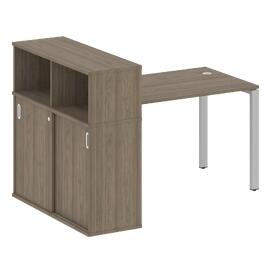 Офисная мебель Metal system Стол письменный с шкафом-купе на П-образном м/к БП.РС-СШК-3.2 Т Вяз Благородный/Серый 1610х1120х1098