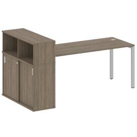Офисная мебель Metal system Стол письменный с шкафом-купе на П-образном м/к БП.РС-СШК-3.5 Т Вяз Благородный/Серый 2210х1120х1098