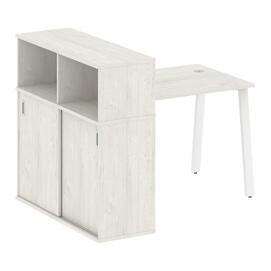Офисная мебель Metal system Стол письменный с шкафом-купе на А-образном м/к БА.РС-СШК-3.1 Т Дуб Наварра/Белый 1410х1120х1098