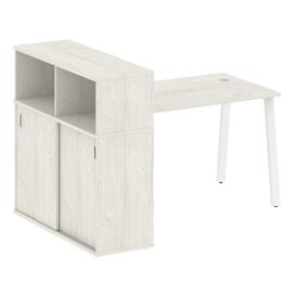 Офисная мебель Metal system Стол письменный с шкафом-купе на А-образном м/к БА.РС-СШК-3.2 Т Дуб Наварра/Белый 1610х1120х1098