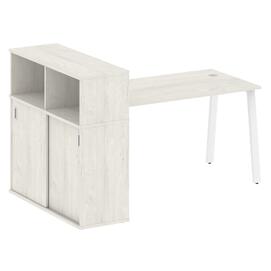 Офисная мебель Metal system Стол письменный с шкафом-купе на А-образном м/к БА.РС-СШК-3.3 Т Дуб Наварра/Белый 1810х1120х1098