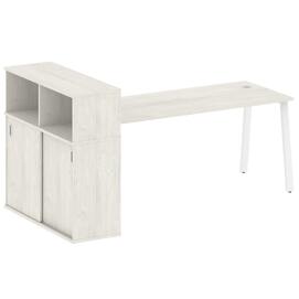 Офисная мебель Metal system Стол письменный с шкафом-купе на А-образном м/к БА.РС-СШК-3.5 Т Дуб Наварра/Белый 2210х1120х1098