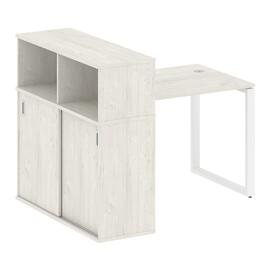 Офисная мебель Metal system Стол письменный с шкафом-купе на О-образном м/к БО.РС-СШК-3.1 Т Дуб Наварра/Белый 1410х1120х1098