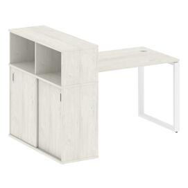 Офисная мебель Metal system Стол письменный с шкафом-купе на О-образном м/к БО.РС-СШК-3.2 Т Дуб Наварра/Белый 1610х1120х1098