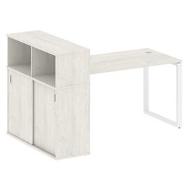 Офисная мебель Metal system Стол письменный с шкафом-купе на О-образном м/к БО.РС-СШК-3.3 Т Дуб Наварра/Белый 1810х1120х1098