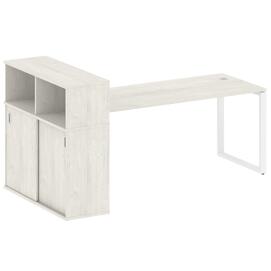 Офисная мебель Metal system Стол письменный с шкафом-купе на О-образном м/к БО.РС-СШК-3.5 Т Дуб Наварра/Белый 2210х1120х1098
