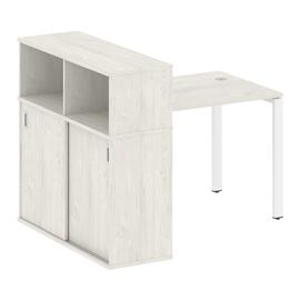 Офисная мебель Metal system Стол письменный с шкафом-купе на П-образном м/к БП.РС-СШК-3.1 Т Дуб Наварра/Белый 1410х1120х1098