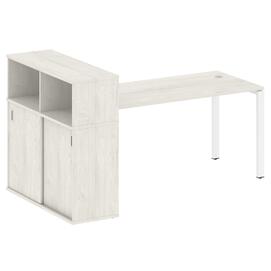 Офисная мебель Metal system Стол письменный с шкафом-купе на П-образном м/к БП.РС-СШК-3.4 Т Дуб Наварра/Белый 2010х1120х1098