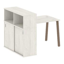 Офисная мебель Metal system Стол письменный с шкафом-купе на А-образном м/к БА.РС-СШК-3.1 Т Дуб Наварра/Мокко 1410х1120х1098