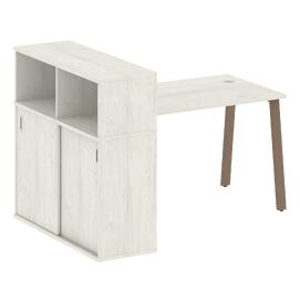 Офисная мебель Metal system Стол письменный с шкафом-купе на А-образном м/к БА.РС-СШК-3.2 Т Дуб Наварра/Мокко 1610х1120х1098