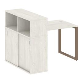 Офисная мебель Metal system Стол письменный с шкафом-купе на О-образном м/к БО.РС-СШК-3.1 Т Дуб Наварра/Мокко 1410х1120х1098