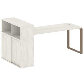 Офисная мебель Metal system Стол письменный с шкафом-купе на О-образном м/к БО.РС-СШК-3.5 Т Дуб Наварра/Мокко 2210х1120х1098