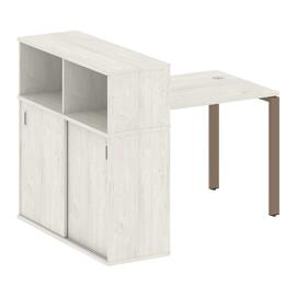 Офисная мебель Metal system Стол письменный с шкафом-купе на П-образном м/к БП.РС-СШК-3.1 Т Дуб Наварра/Мокко 1410х1120х1098