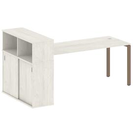 Офисная мебель Metal system Стол письменный с шкафом-купе на П-образном м/к БП.РС-СШК-3.5 Т Дуб Наварра/Мокко 2210х1120х1098