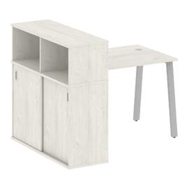 Офисная мебель Metal system Стол письменный с шкафом-купе на А-образном м/к БА.РС-СШК-3.1 Т Дуб Наварра/Серый 1410х1120х1098