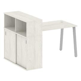 Офисная мебель Metal system Стол письменный с шкафом-купе на А-образном м/к БА.РС-СШК-3.2 Т Дуб Наварра/Серый 1610х1120х1098