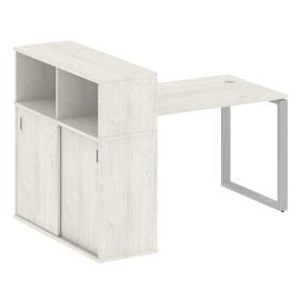 Офисная мебель Metal system Стол письменный с шкафом-купе на О-образном м/к БО.РС-СШК-3.2 Т Дуб Наварра/Серый 1610х1120х1098