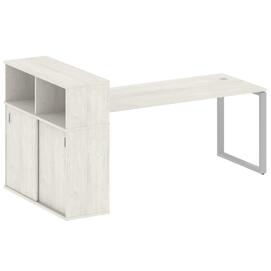 Офисная мебель Metal system Стол письменный с шкафом-купе на О-образном м/к БО.РС-СШК-3.5 Т Дуб Наварра/Серый 2210х1120х1098