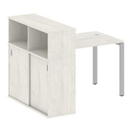 Офисная мебель Metal system Стол письменный с шкафом-купе на П-образном м/к БП.РС-СШК-3.1 Т Дуб Наварра/Серый 1410х1120х1098