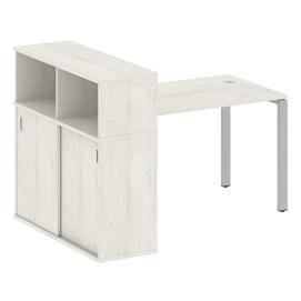 Офисная мебель Metal system Стол письменный с шкафом-купе на П-образном м/к БП.РС-СШК-3.2 Т Дуб Наварра/Серый 1610х1120х1098
