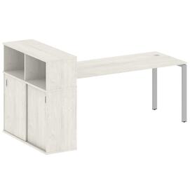 Офисная мебель Metal system Стол письменный с шкафом-купе на П-образном м/к БП.РС-СШК-3.5 Т Дуб Наварра/Серый 2210х1120х1098