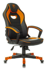 Кресло игровое Бюрократ ZOMBIE GAME 16 Ткань черная/экокожа черная, оранжевая