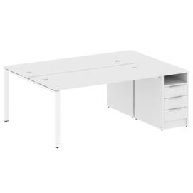Офисная мебель Metal system Р. ст. с тумбой на П-образном м/к БП.РС-СТП-2.4 Белый/Белый 2012х1475х750