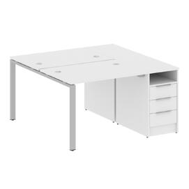 Офисная мебель Metal system Р. ст. с тумбой на П-образном м/к БП.РС-СТП-2.1 Белый/Серый 1412х1475х750