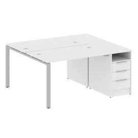 Офисная мебель Metal system Р. ст. с тумбой на П-образном м/к БП.РС-СТП-2.2 Белый/Серый 1612х1475х750