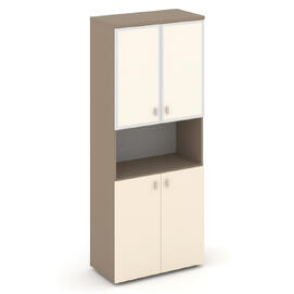 Офисная мебель Estetica Шкаф высокий широкий ES.ST-1.4R I Латте/Сатин/Лакобель ivory 800x420x1977