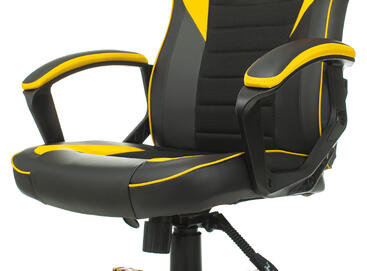 Кресло игровое Бюрократ ZOMBIE GAME 16 Ткань черная/экокожа черная, желтая