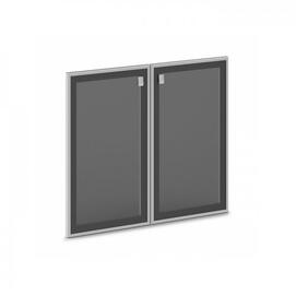 Офисная мебель Vasanta Двери низкие стеклянные в алюминиевом профиле (комплект 2 шт.) V-014 Тонировка серая/Алюминий 810х20х702