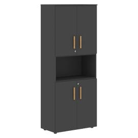 Офисная мебель Forta Шкаф с 2-мя комплектами глухих малых дверей FHC 80.4(Z) Черный Графит 802х429х1983