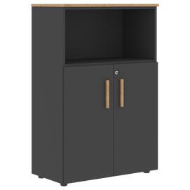 Офисная мебель Forta Шкаф с глухими малыми дверьми FMC 80.3(Z) Дуб Гамильтон/Черный Графит 802х429х1215