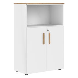 Офисная мебель Forta Шкаф с глухими малыми дверьми FMC 80.3(Z) Дуб Гамильтон/Белый Премиум 802х429х1215
