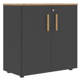 Офисная мебель Forta Шкаф с глухими малыми дверьми FLC 80.1(Z) Дуб Гамильтон/Черный Графит 802х429х819