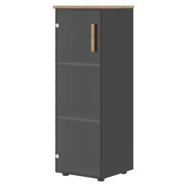 Офисная мебель Forta Шкаф колонка с стеклянной дверью FMC 40.2(L) Дуб Гамильтон/Черный Графит 404х429х1215