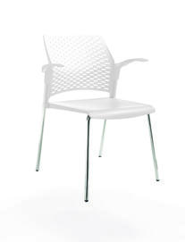 Офисный стул REWIND Каркас хром/сиденье, спинка, подлокотники откр. Пластик white 500x555x830