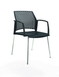 Офисный стул REWIND Каркас хром/сиденье, спинка, подлокотники закр. Пластик black 500x555x830