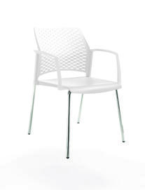 Офисный стул REWIND Каркас хром/сиденье, спинка, подлокотники закр. Пластик white 500x555x830