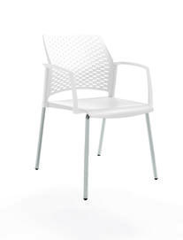 Офисный стул REWIND Каркас серый/сиденье, спинка, подлокотники закр. Пластик white 500x555x830