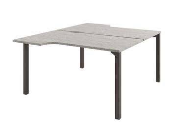 Офисная мебель Solution Стол-тандем на металлокаркасе D-61 Бетон Чефалу/Трюфель 1400x1792x750