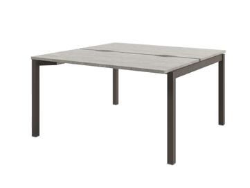 Офисная мебель Solution Стол-тандем на металлокаркасе, начальная секция D-411 Бетон Чефалу/Трюфель 1400x1432x750