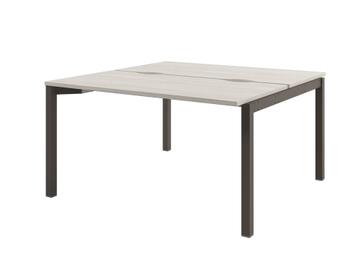 Офисная мебель Solution Стол-тандем на металлокаркасе, начальная секция D-411 Акация Морава/Трюфель 1400x1432x750