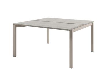 Офисная мебель Solution Стол-тандем на металлокаркасе, начальная секция D-411 Бетон Чефалу/Кашемир 1400x1432x750